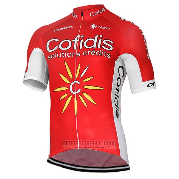 2017 Fahrradbekleidung Cofidis Rot Trikot Kurzarm und Tragerhose